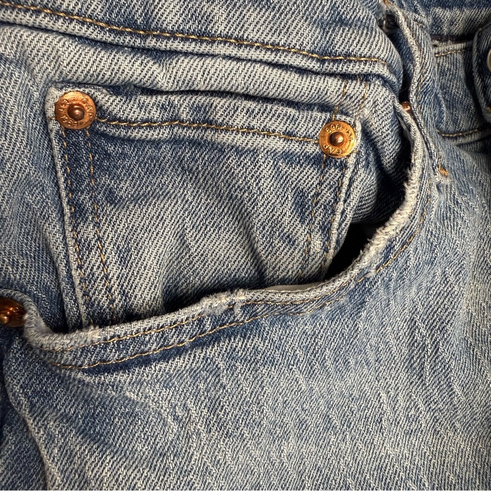 GAP 90s Straight High Rise Jeans Light Wash Stretch Denim Women’s 32 / 14R - Picture 13 of 13